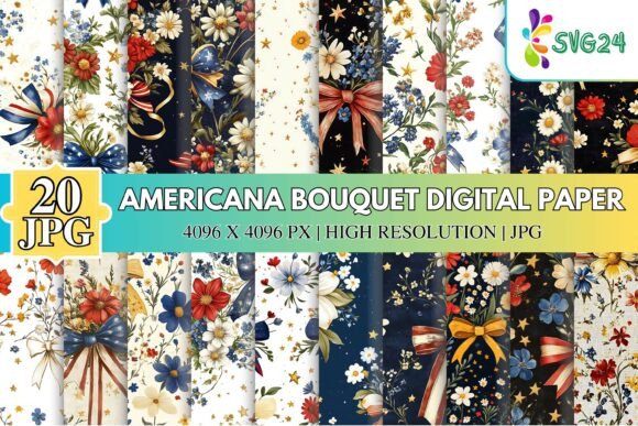 Americana Bouquet Digital Paper: A Timeless Patriotic Design Resource
