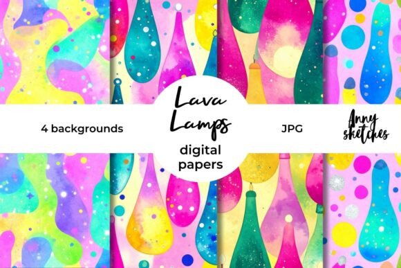 Bring Nostalgia to Your Designs with Retro Groovy Lava Lamp Digital Papers