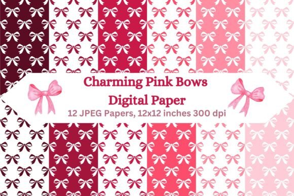 Charming Pink Bows Digital Paper: A Versatile Design Resource for Creative Projects
