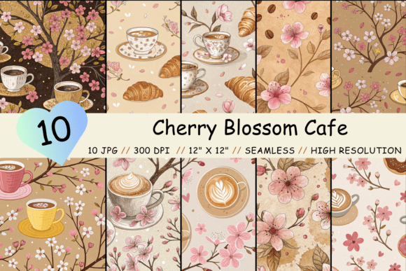 Cherry Blossom Cafe Digital Paper: A Creative Must-Have for Design Enthusiasts