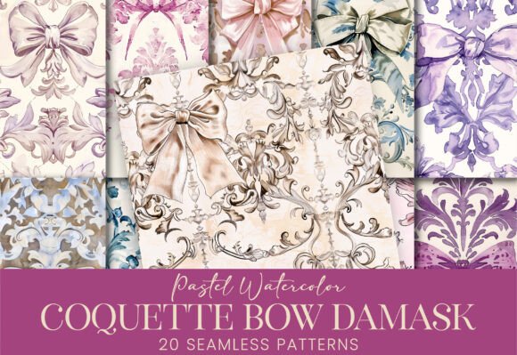 Coquette Bows Pastel Watercolor Damask: A Must-Have for Creative Projects