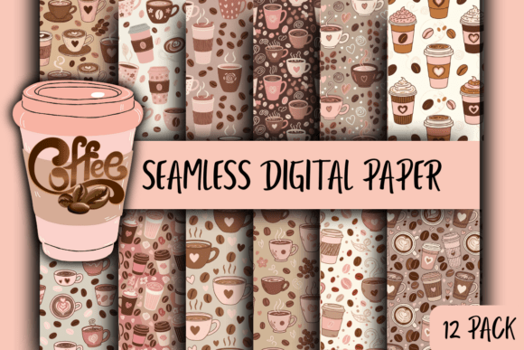 Cute Coffee Seamless Digital Paper 12 Pack: A Creative Essential for Designers and Craft Lovers