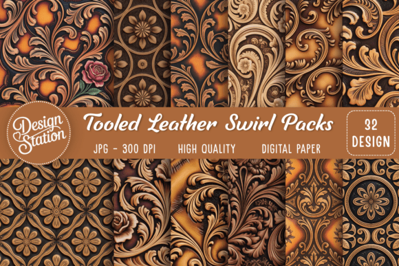 Enhancing Creative Projects with the Tooled Leather Swirl Digital Pattern Collection