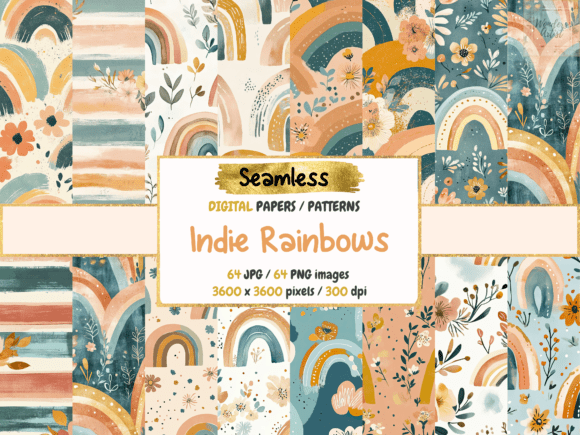 Indie Rainbows Seamless Digital Papers