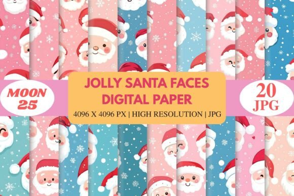 Jolly Santa Faces Digital Paper – A Versatile Tool for Festive Creations