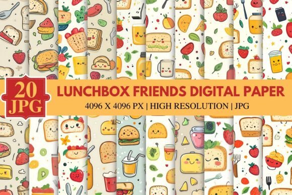 Lunchbox Friends Digital Paper – A Versatile and Vibrant Resource for Creative Projects