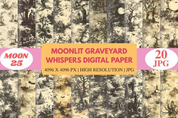 Moonlit Graveyard Whispers Digital Paper: A Versatile Tool for Eerie and Elegant Creations