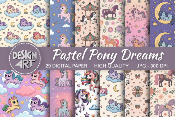 Pastel Pony Dreams Pattern – Add a Whimsical Touch to Your Creative Projects