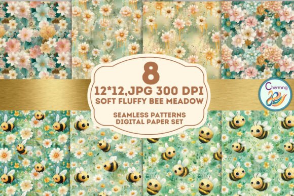 Seamless Paper Soft Fluffy Bee Meadow: A Versatile Design Resource for Creative Projects
