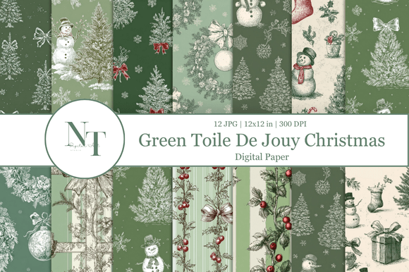 Toile De Jouy Christmas Digital Paper: A Timeless Design for Holiday Creativity