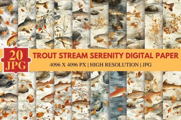 Trout Stream Serenity Digital Paper: A Nature-Inspired Creative Tool