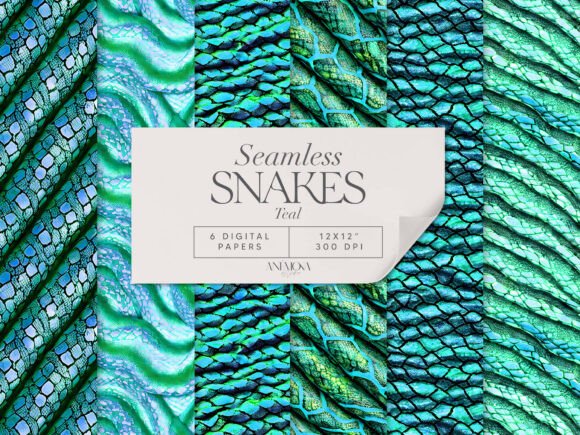 Unique Aqua Snake Skin Digital Paper Pack for Creative Projects