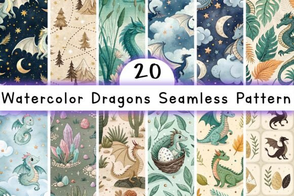 Watercolor Dragons Seamless Pattern: A Creative Tool for Designers and Hobbyists